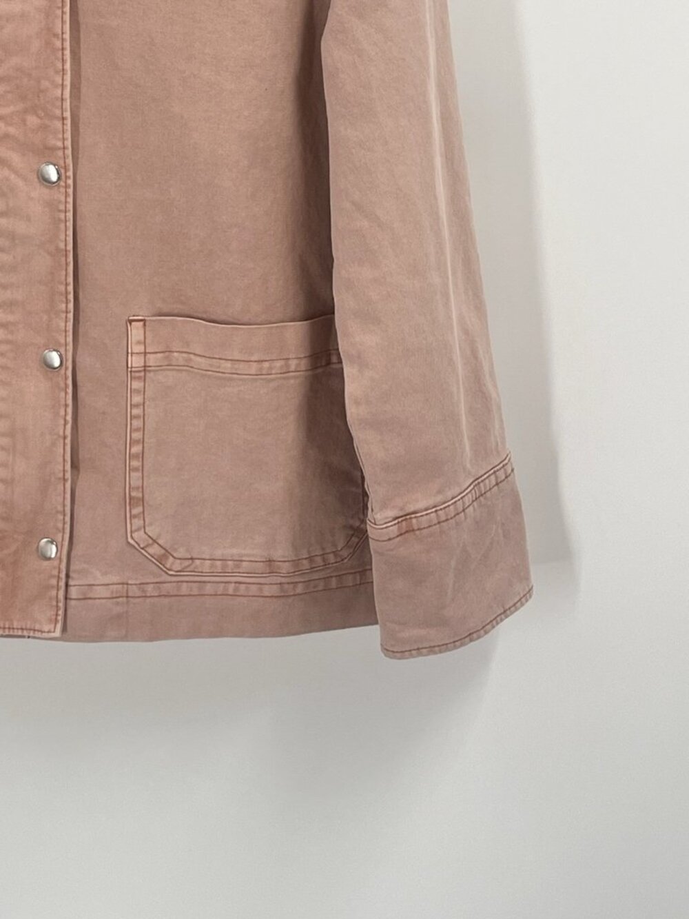 Old Navy Barn Jacket Pink Peach Corduroy Collar Workwear Utility Coat Womens S - Picture 4 of 7